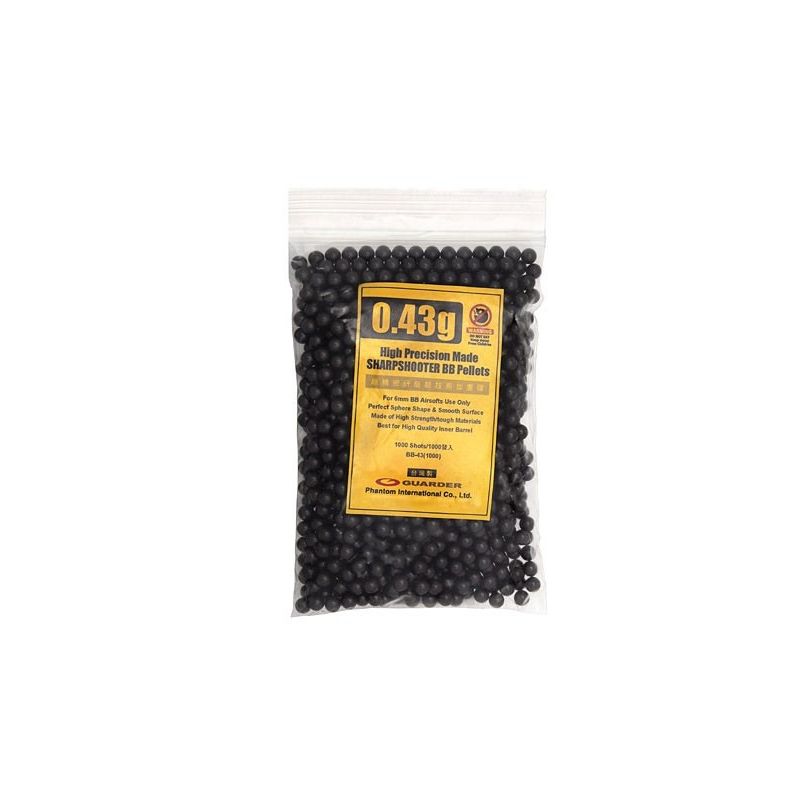 Sunkiausi 6 mm airsofto šratinukai - 1000 vnt., 0,43 g, skirti aštriam šaudymui