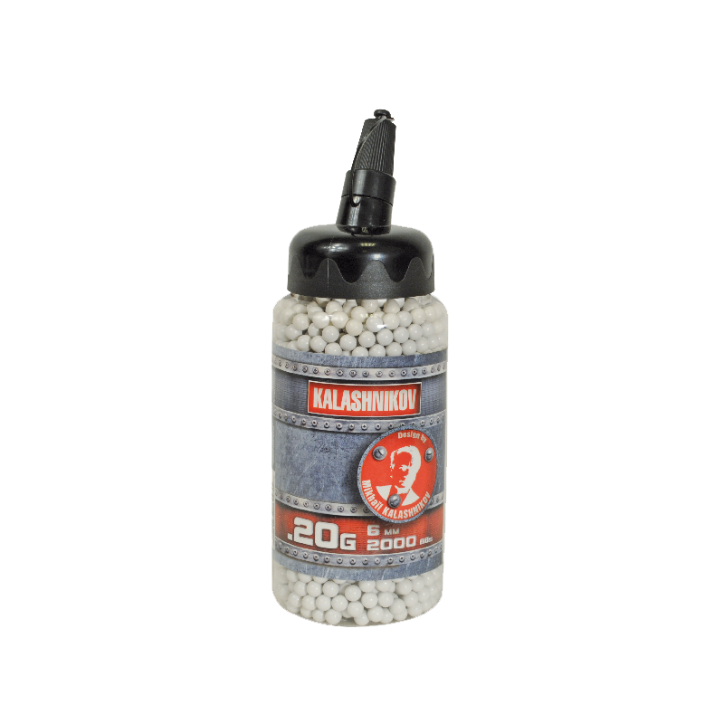 6 mm kalibro kulkos Airsoft pistoletams - 2000 vnt., 0,2 g greitai užtaisomame buteliuke