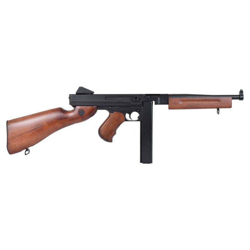 Thompson M1A1 tikro medžio AEG airsoft šautuvas – pilnai metalinė WWII replika