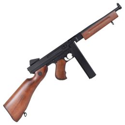 Thompson M1A1 tikro medžio AEG airsoft šautuvas – pilnai metalinė WWII replika