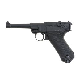 Luger P08 CO2 airsoft pistoletas - metalinis, Antrojo pasaulinio karo laikų vokiškas pistoletas, stipresnis už žalias dujas
