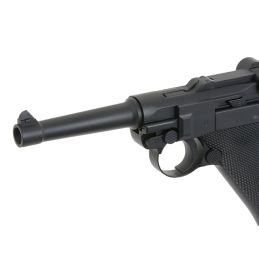 Luger P08 CO2 airsoft pistoletas - metalinis, Antrojo pasaulinio karo laikų vokiškas pistoletas, stipresnis už žalias dujas