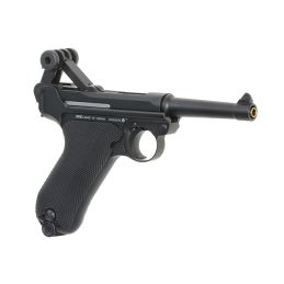 Luger P08 CO2 airsoft pistoletas - metalinis, Antrojo pasaulinio karo laikų vokiškas pistoletas, stipresnis už žalias dujas