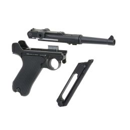 Luger P08 CO2 airsoft pistoletas - metalinis, Antrojo pasaulinio karo laikų vokiškas pistoletas, stipresnis už žalias dujas