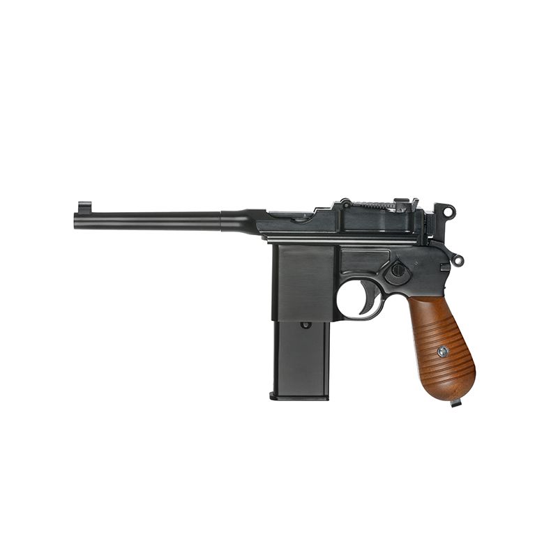 Mauser C96 M712 Schnellfeuer Airsoft GBB pistole ar plecu pieturi - vācu metāllāpstiņa