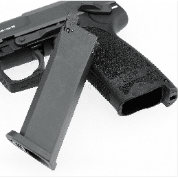 H&K USP airsoft pistol – detail of slide, frame texturing and trigger group